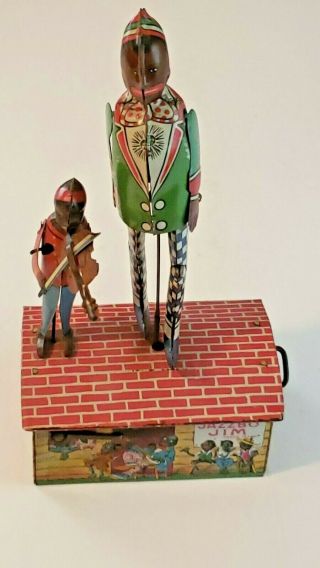 1921 Jazzbo Jim Antique Wind Up Metal Toy Dancer On The Roof Unique Art Mfg Co