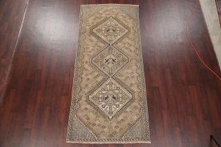 4 ' x9 ' Antique Geometric Tribal Bakhtiari Persian Oriental Runner Rug Distressed 2