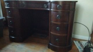 Antique Mahogany Kidney Shaped Desk 1940s