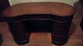Antique Mahogany Kidney Shaped Desk 1940s 2