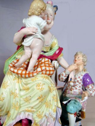 Large Antique 19th C German Meissen Porcelain Figural Group Woman Children 11