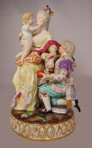 Large Antique 19th C German Meissen Porcelain Figural Group Woman Children
