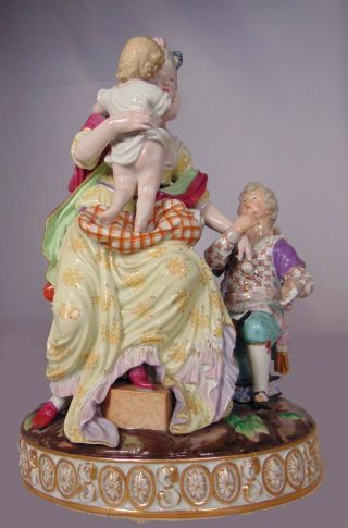 Large Antique 19th C German Meissen Porcelain Figural Group Woman Children 2
