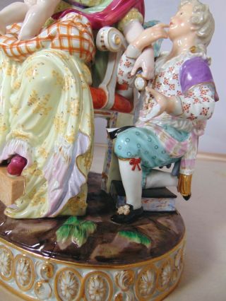 Large Antique 19th C German Meissen Porcelain Figural Group Woman Children 6