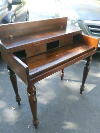 Antique Walnut Art Deco Flip Top Ladies Writing Spinet Desk Sofa Library Table