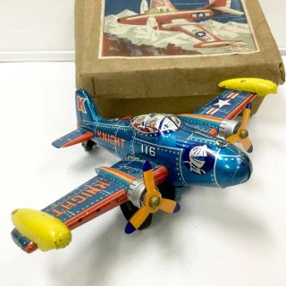 Bandai Knight Plain 1950s Fifty All Tin Retro Vintage Fighter Airplane 2