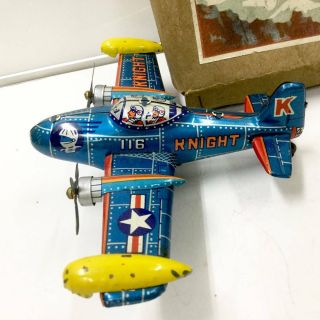 Bandai Knight Plain 1950s Fifty All Tin Retro Vintage Fighter Airplane 8