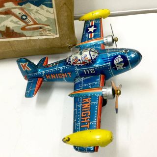 Bandai Knight Plain 1950s Fifty All Tin Retro Vintage Fighter Airplane 9