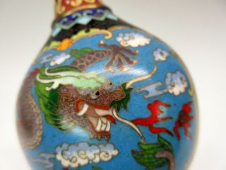 Vintage fine Chinese cloisonne vase with 5 toe Dragon and Phoenix 9 1/2 