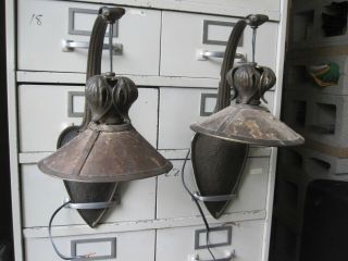 Matching Victorian Bronze Wall Sconces Each Sconce Has A Mica Shade