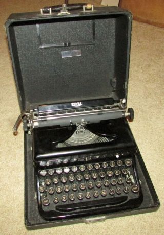 Vintage Black Metal Royal Typewriter w/Hard Case, 2