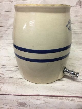 Primitive Antique 2 gallon Kings Crown Stoneware Water Dispenser Crock 3