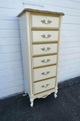 French Painted Tall Lingerie Chest With Gold Highlight 9763