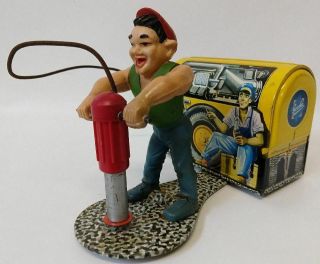 ULTRA RARE 1950 ' s GESCHA (Western Germany) Tin Wind - up COMPRESSOR MAN 556 Toy 2