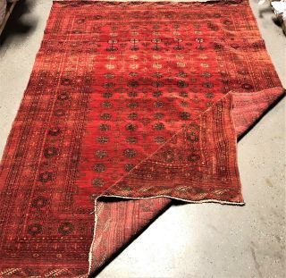 1930 ' s VINTAGE AFGHAN MOURI BUKHARA 7 ' X9 ' Hand knotted 100 Wool Rug DS - 1253 3