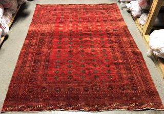 1930 ' s VINTAGE AFGHAN MOURI BUKHARA 7 ' X9 ' Hand knotted 100 Wool Rug DS - 1253 8