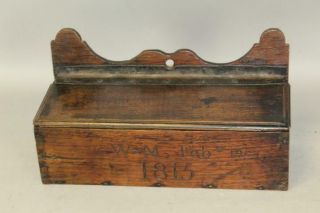 Fantastic Dated 1815 19th C Hanging Wall Candle Box In Best Surface