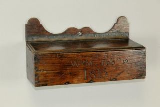 FANTASTIC DATED 1815 19TH C HANGING WALL CANDLE BOX IN BEST SURFACE 2