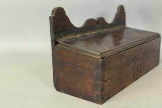 FANTASTIC DATED 1815 19TH C HANGING WALL CANDLE BOX IN BEST SURFACE 5