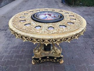 French Antique Centrum Table Louis Xvi - - Bronze And Porcelain
