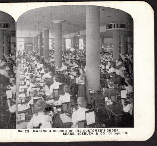 Secretary Typewriter Sears Roebuck & Co Chicago Business Photo Stereoview Card