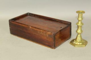 Rare 18th C Pa Formal Chippendale Period Sliding Lid Candlebox With Till