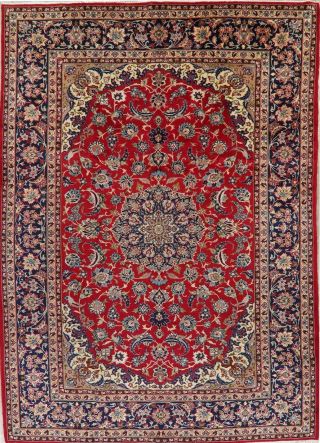 VINTAGE 9x12 Traditional Floral RED Oriental Area Rug Hand - Knotted WOOL Carpet 2