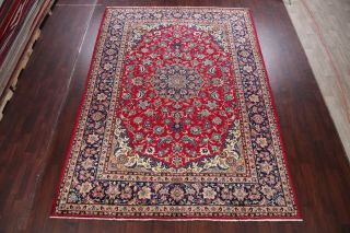 VINTAGE 9x12 Traditional Floral RED Oriental Area Rug Hand - Knotted WOOL Carpet 3