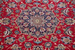 VINTAGE 9x12 Traditional Floral RED Oriental Area Rug Hand - Knotted WOOL Carpet 5