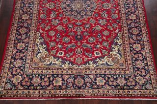 VINTAGE 9x12 Traditional Floral RED Oriental Area Rug Hand - Knotted WOOL Carpet 6