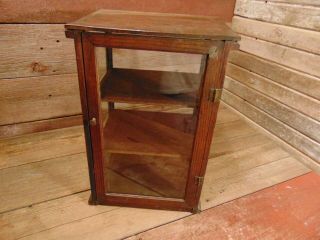 Vintage Wood And Glass Counter Top Tower Display Case