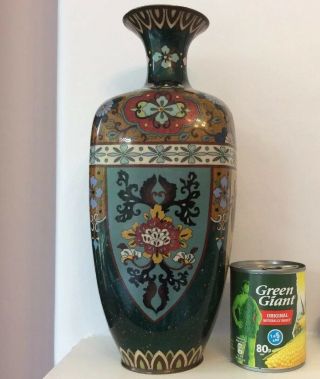Fabulous Early 20th Century Antique Japanese Cloisonne Vase,  30cm High