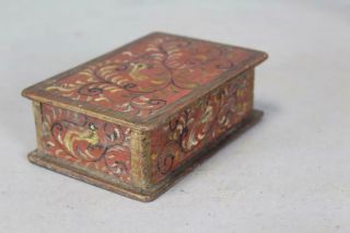EXTREMELY RARE 19TH C PENNSYLVANIA GERMAN PAINT DECORATED WOODEN TRINKET BOX 10