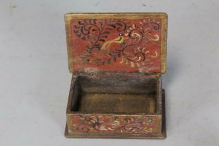 EXTREMELY RARE 19TH C PENNSYLVANIA GERMAN PAINT DECORATED WOODEN TRINKET BOX 12