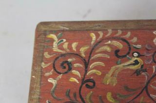 EXTREMELY RARE 19TH C PENNSYLVANIA GERMAN PAINT DECORATED WOODEN TRINKET BOX 6