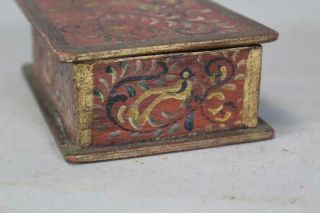 EXTREMELY RARE 19TH C PENNSYLVANIA GERMAN PAINT DECORATED WOODEN TRINKET BOX 8