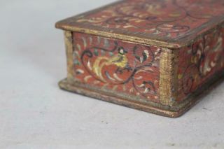 EXTREMELY RARE 19TH C PENNSYLVANIA GERMAN PAINT DECORATED WOODEN TRINKET BOX 9