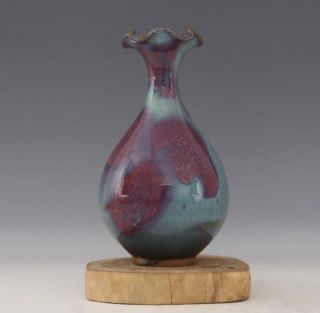 China Old Porcelain Song Jun Kiln Red Blue Fancy Top Yuhu Chun Vase Decoration