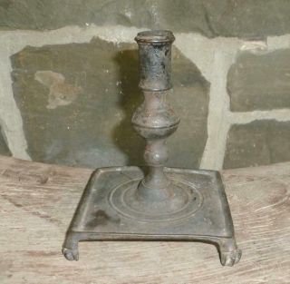 Early Antique 17th Century Brass Candlestick Lighting Candle Holder Nr