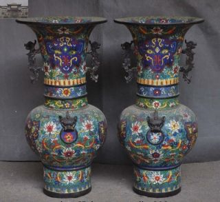 Old Dynasty Palace Bronze Cloisonne Enamel Dragon“乾隆”marked Zun Jar Bottle Vase