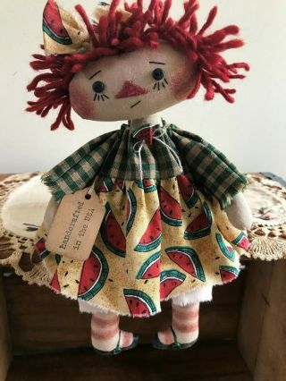 Primitive Raggedy Ann Summer Watermelon Lil Annie