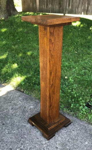 ARTS CRAFTS MISSION OAK WOOD PEDESTAL PLANT STAND DISPLAY ROYCROFT STICKLEY ERA 2