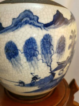 Antique Chinese Nanking Craquele ware Porcelain Blue And White vase c mid 1800 ' s 2