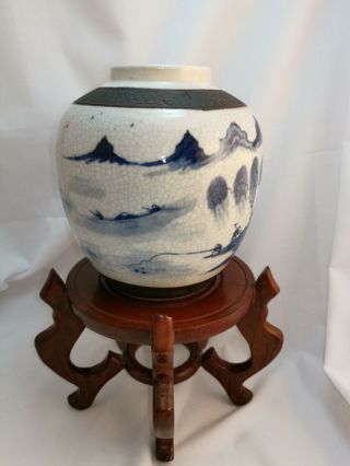 Antique Chinese Nanking Craquele ware Porcelain Blue And White vase c mid 1800 ' s 4