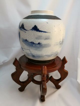 Antique Chinese Nanking Craquele ware Porcelain Blue And White vase c mid 1800 ' s 5