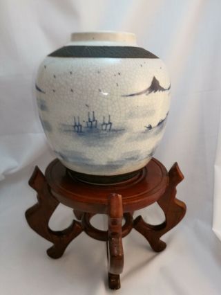 Antique Chinese Nanking Craquele ware Porcelain Blue And White vase c mid 1800 ' s 6