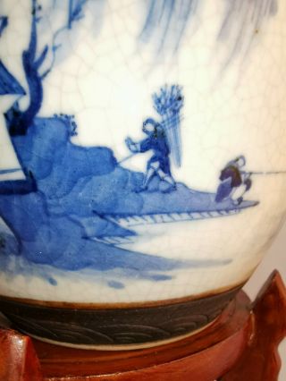 Antique Chinese Nanking Craquele ware Porcelain Blue And White vase c mid 1800 ' s 7