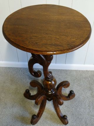 Antique Oak WINGED GRIFFIN Pedestal Stand Table 19 C.  Gothic Oak Stand 6