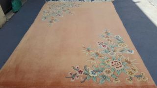 Vintage Hand Tufted Art Deco Chinese Rug Wool 4 