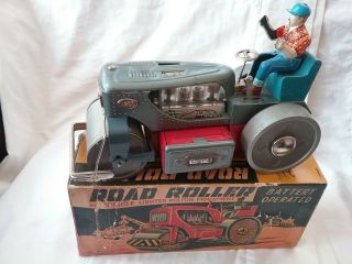Large Vintage Tin Toy Battery Operated Road Roller Showa Japan Suit Robot Buyer